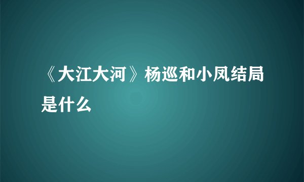 《大江大河》杨巡和小凤结局是什么