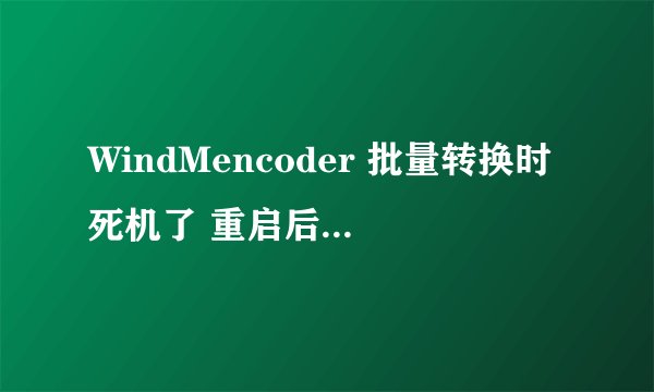 WindMencoder 批量转换时死机了 重启后已转好的文件也没了 怎么回事