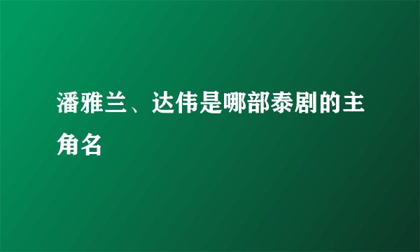 潘雅兰、达伟是哪部泰剧的主角名