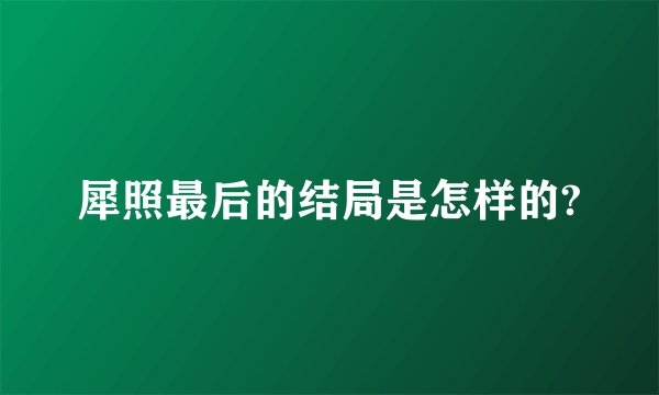 犀照最后的结局是怎样的?