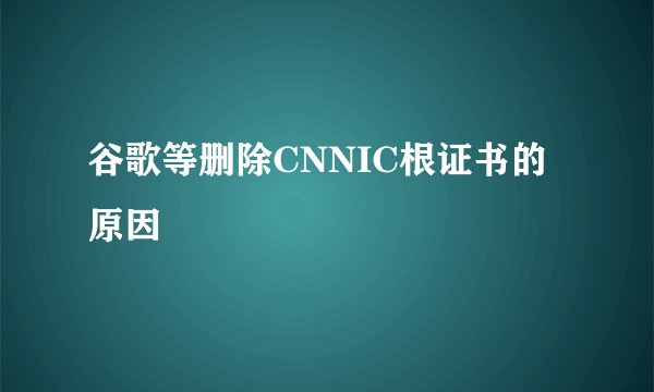 谷歌等删除CNNIC根证书的原因