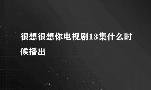 很想很想你电视剧13集什么时候播出