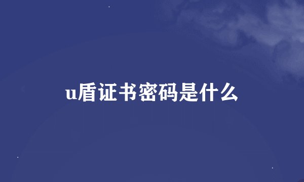 u盾证书密码是什么