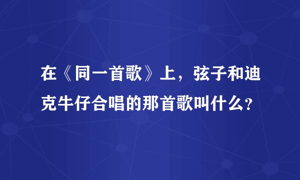 在《同一首歌》上，弦子和迪克牛仔合唱的那首歌叫什么？