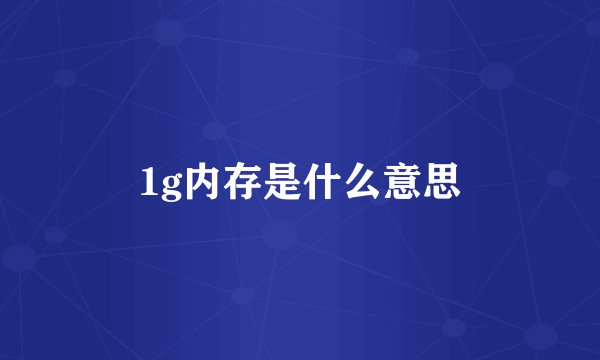 1g内存是什么意思