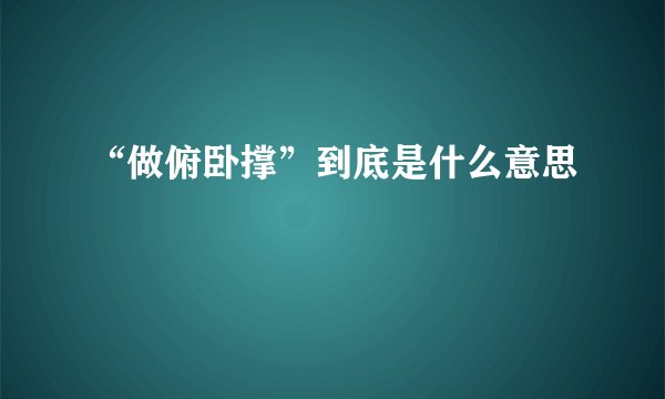 “做俯卧撑”到底是什么意思