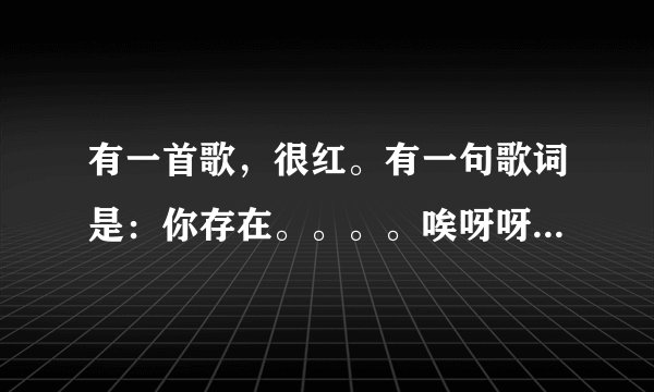 有一首歌，很红。有一句歌词是：你存在。。。。唉呀呀，后面的我忘了！