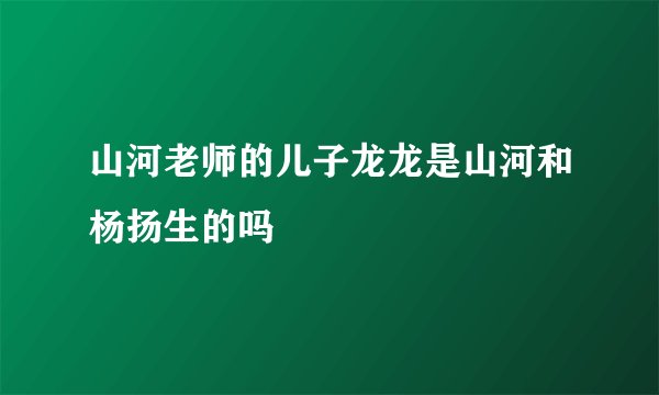 山河老师的儿子龙龙是山河和杨扬生的吗