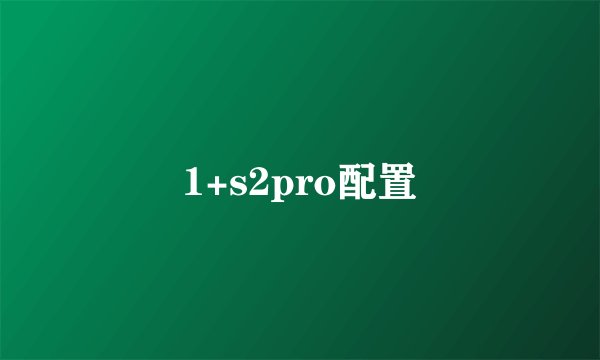 1+s2pro配置