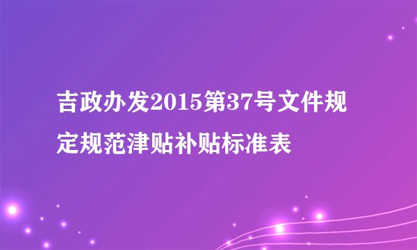 吉政办发2015第37号文件规定规范津贴补贴标准表