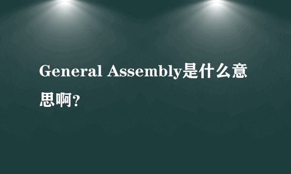General Assembly是什么意思啊？