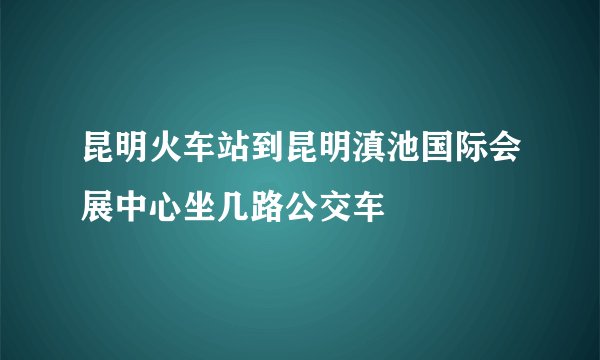 昆明火车站到昆明滇池国际会展中心坐几路公交车