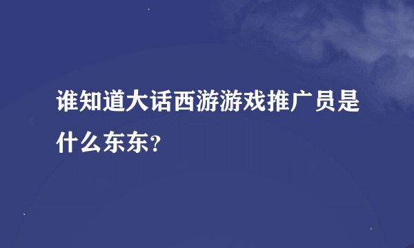 谁知道大话西游游戏推广员是什么东东？