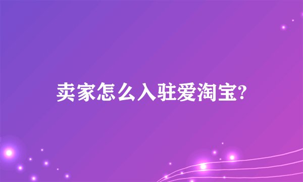 卖家怎么入驻爱淘宝?