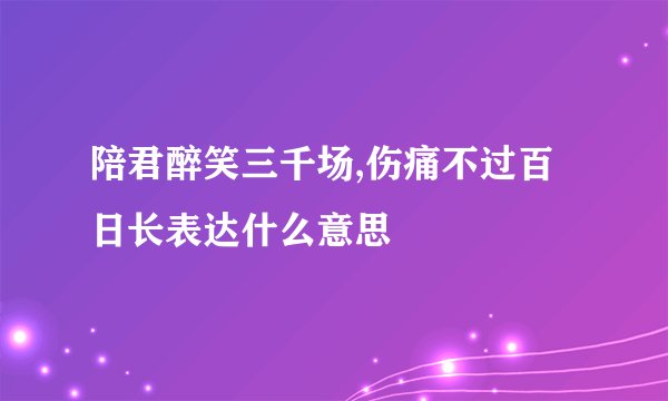 陪君醉笑三千场,伤痛不过百日长表达什么意思