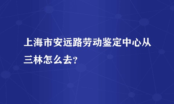 上海市安远路劳动鉴定中心从三林怎么去？