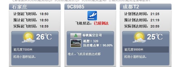 7月1日春秋航空9c8985航班起飞晚点没有