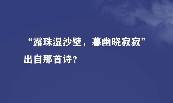 “露珠湿沙壁，暮幽晓寂寂”出自那首诗？