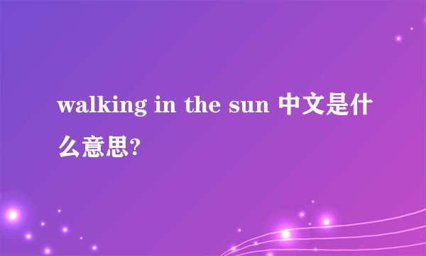 walking in the sun 中文是什么意思?