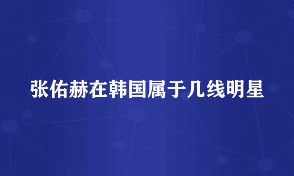 张佑赫在韩国属于几线明星
