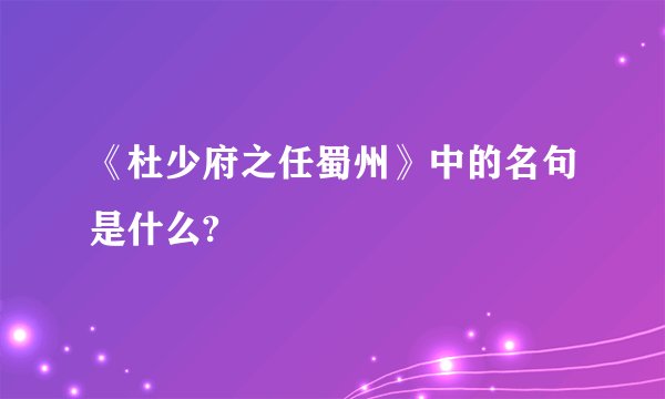 《杜少府之任蜀州》中的名句是什么?