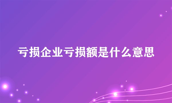 亏损企业亏损额是什么意思