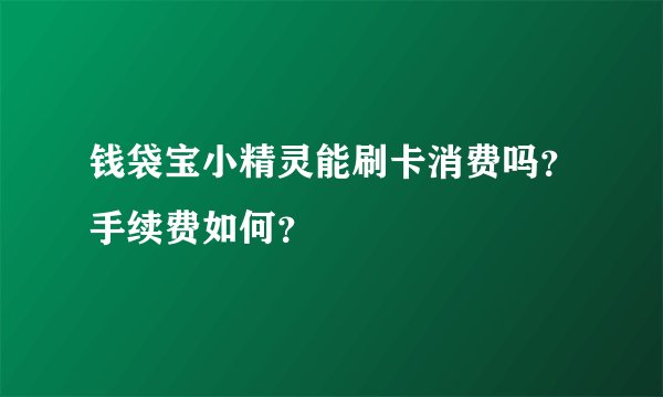 钱袋宝小精灵能刷卡消费吗？手续费如何？