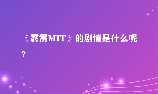 《霹雳MIT》的剧情是什么呢？