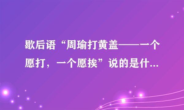 歇后语“周瑜打黄盖——一个愿打，一个愿挨”说的是什么事？请简述这个故事。