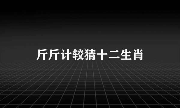 斤斤计较猜十二生肖