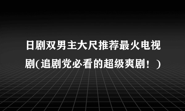 日剧双男主大尺推荐最火电视剧(追剧党必看的超级爽剧！)