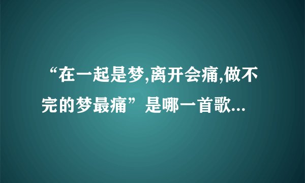 “在一起是梦,离开会痛,做不完的梦最痛”是哪一首歌的歌词？？