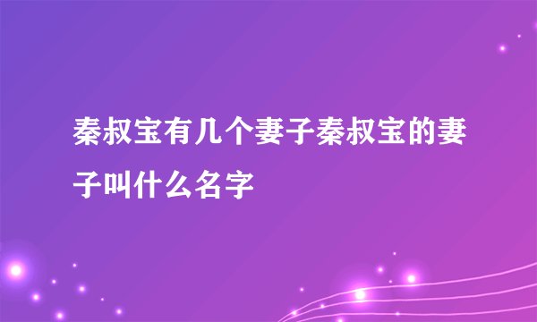 秦叔宝有几个妻子秦叔宝的妻子叫什么名字