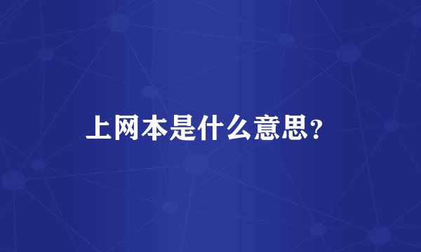 上网本是什么意思？