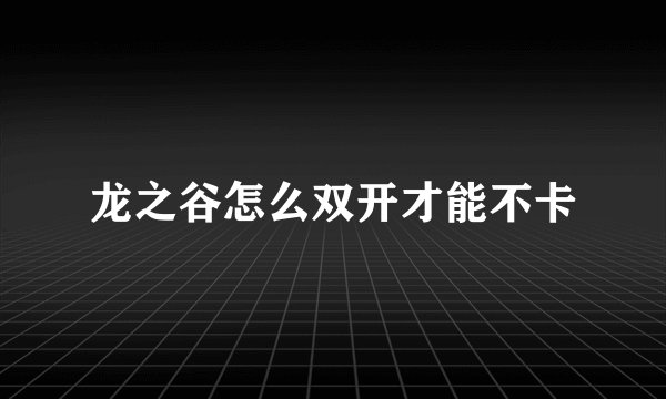 龙之谷怎么双开才能不卡