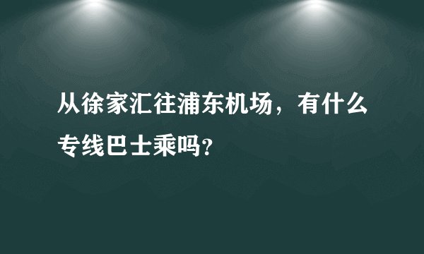 从徐家汇往浦东机场，有什么专线巴士乘吗？