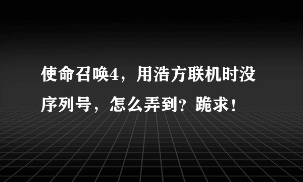 使命召唤4，用浩方联机时没序列号，怎么弄到？跪求！