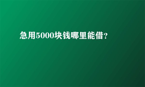急用5000块钱哪里能借？