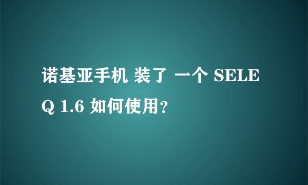 诺基亚手机 装了 一个 SELEQ 1.6 如何使用？