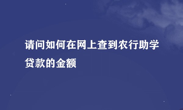 请问如何在网上查到农行助学贷款的金额