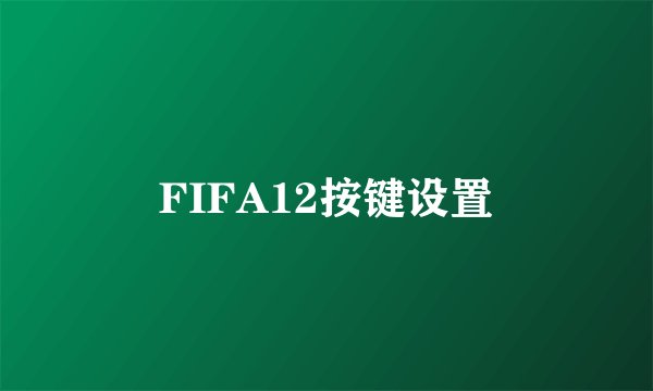 FIFA12按键设置
