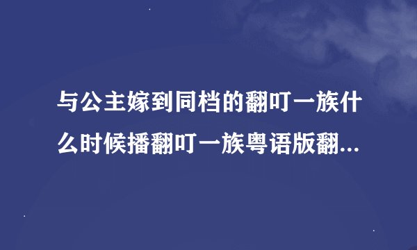 与公主嫁到同档的翻叮一族什么时候播翻叮一族粤语版翻叮一族剧情哪里有得看主题曲是什么
