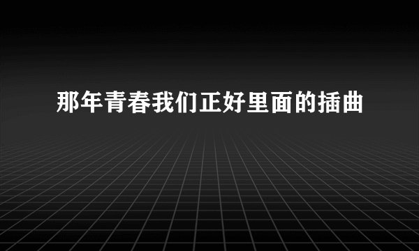 那年青春我们正好里面的插曲