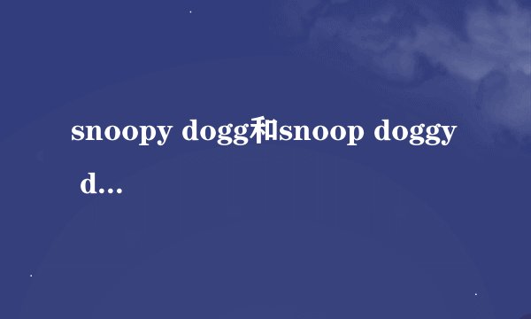 snoopy dogg和snoop doggy dogg是同一个人吗？