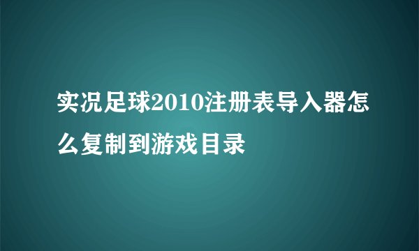 实况足球2010注册表导入器怎么复制到游戏目录