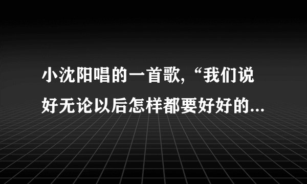 小沈阳唱的一首歌,“我们说好无论以后怎样都要好好的”．求歌名