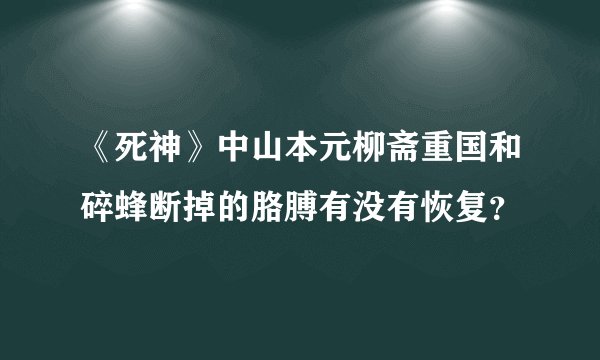 《死神》中山本元柳斋重国和碎蜂断掉的胳膊有没有恢复？