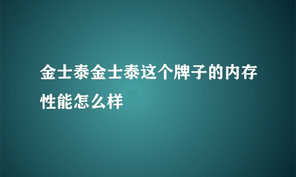 金士泰金士泰这个牌子的内存性能怎么样
