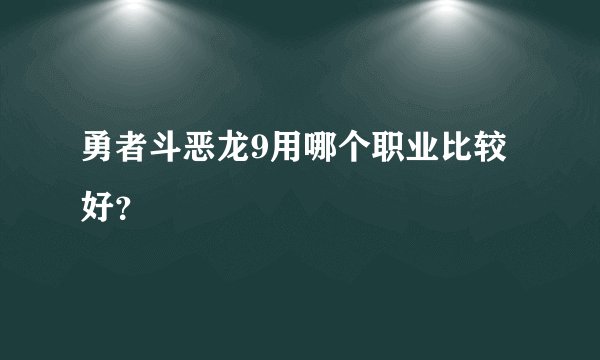 勇者斗恶龙9用哪个职业比较好？