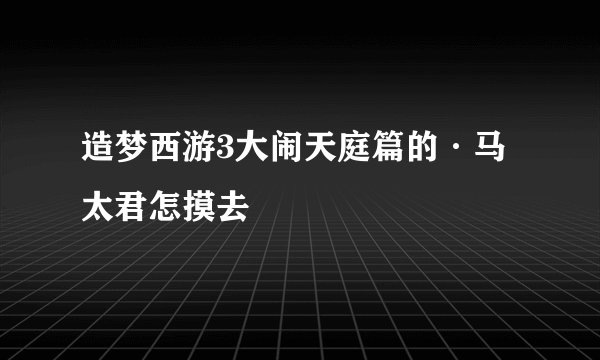 造梦西游3大闹天庭篇的·马太君怎摸去